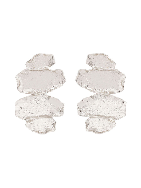 Boucles d'oreilles brillantes à coupe irrégulière, à chaîne