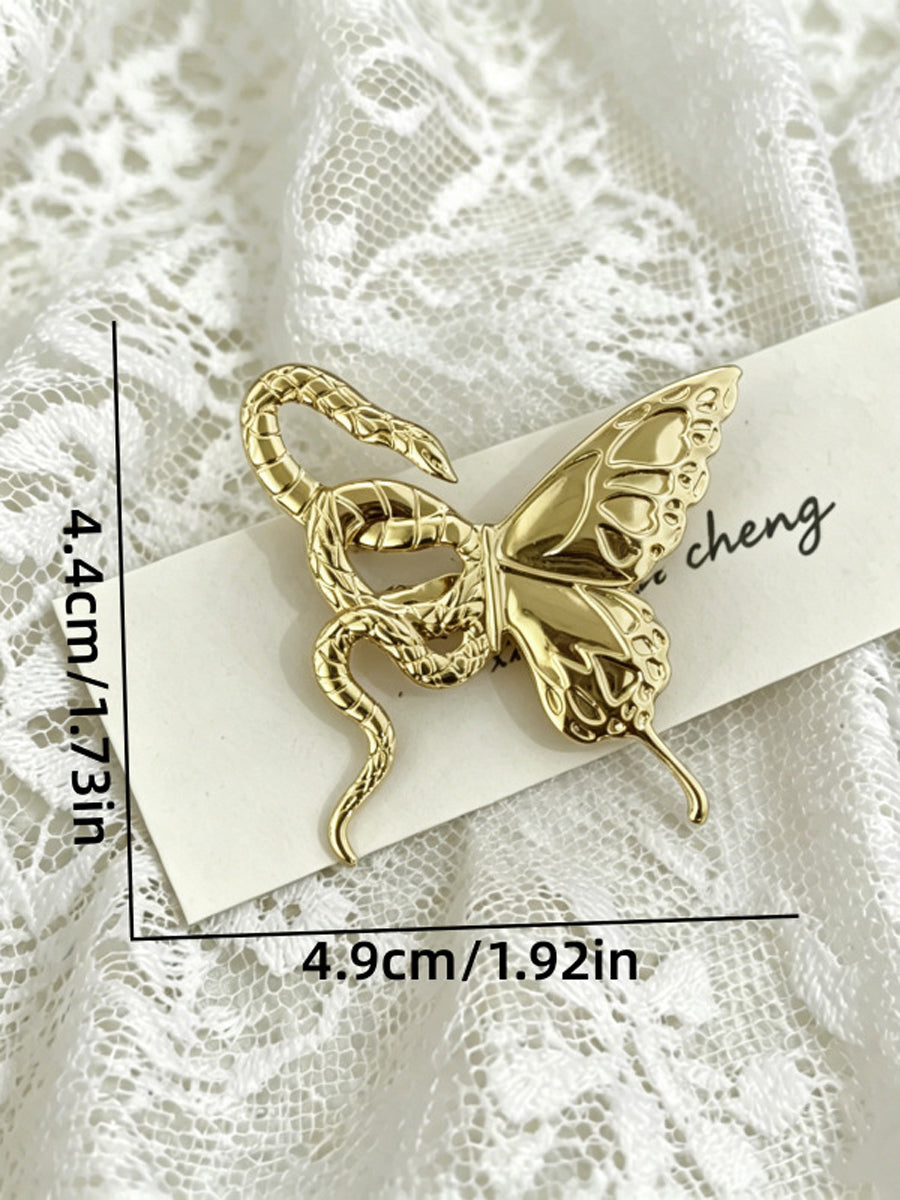 Broche en forme de papillon, couleur unie