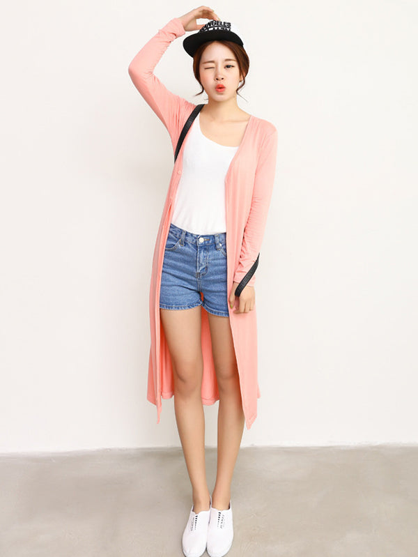 Veste décontractée ample à manches longues, couleur unie