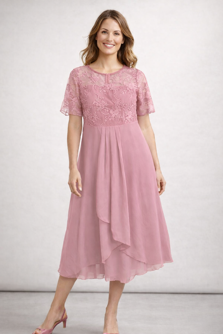 Béatrice | Robe midi en chiffon délicat