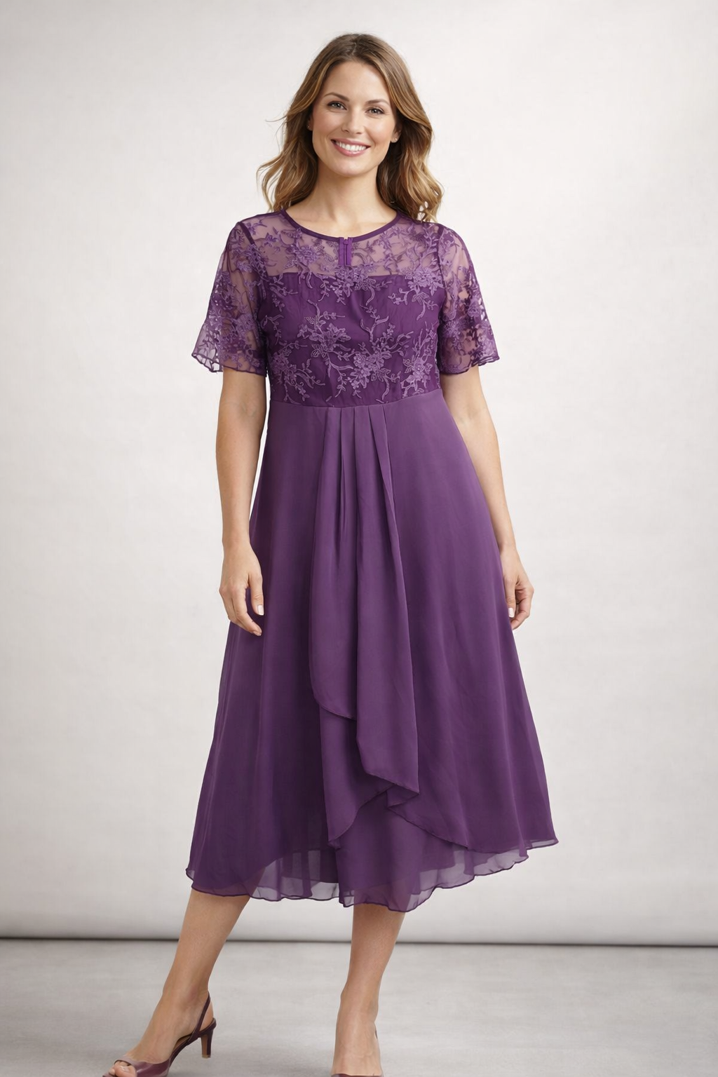 Béatrice | Robe midi en chiffon délicat