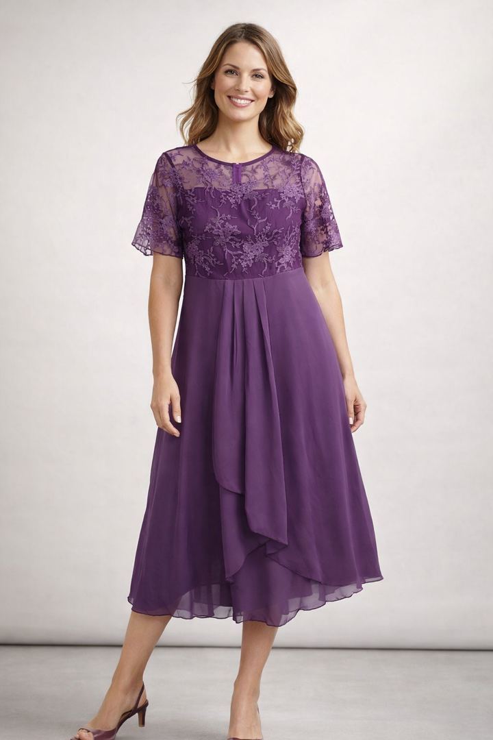 Béatrice | Robe midi en chiffon délicat