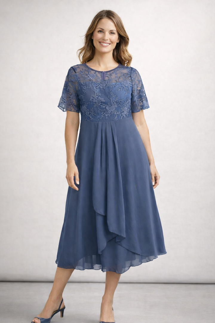 Béatrice | Robe midi en chiffon délicat