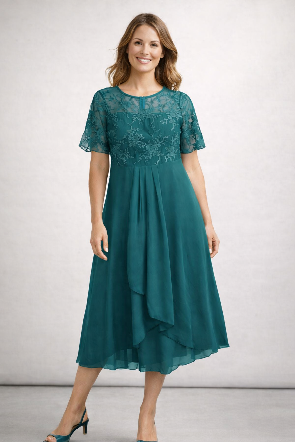 Béatrice | Robe midi en chiffon délicat