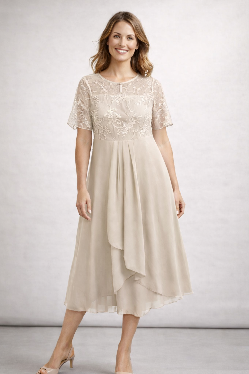 Béatrice | Robe midi en chiffon délicat