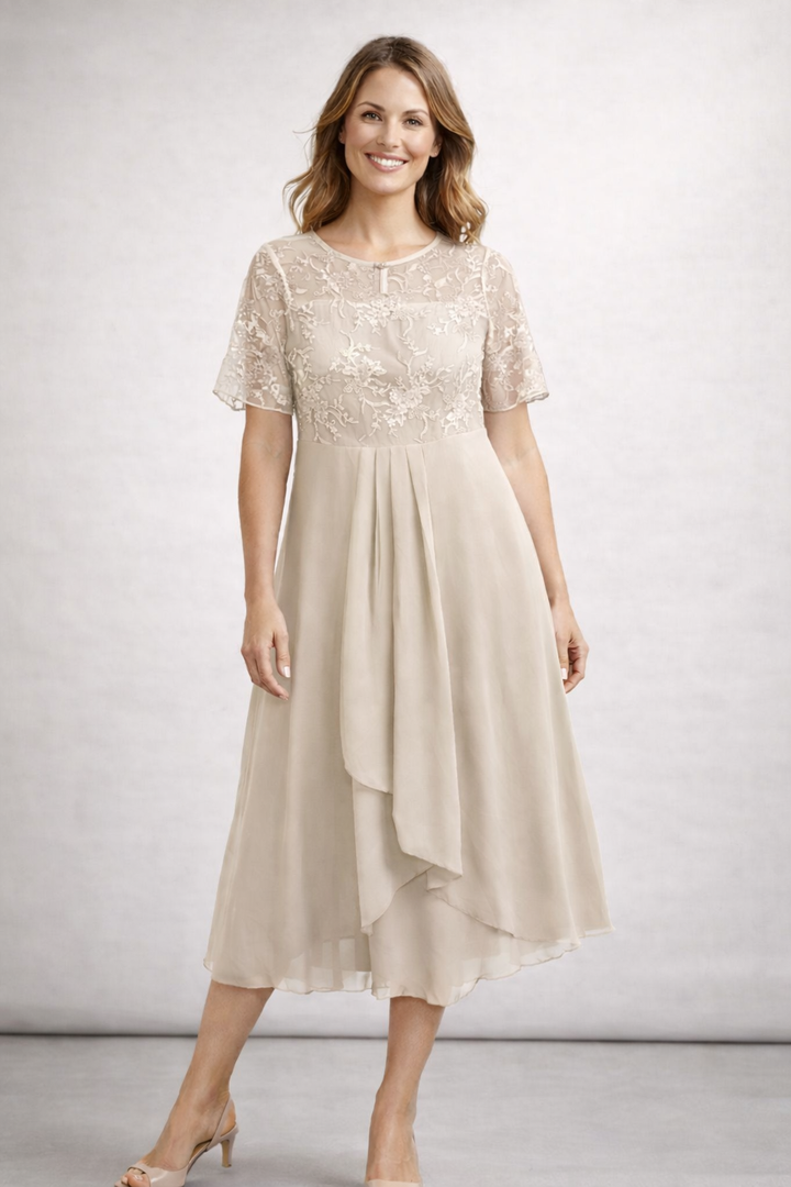 Béatrice | Robe midi en chiffon délicat