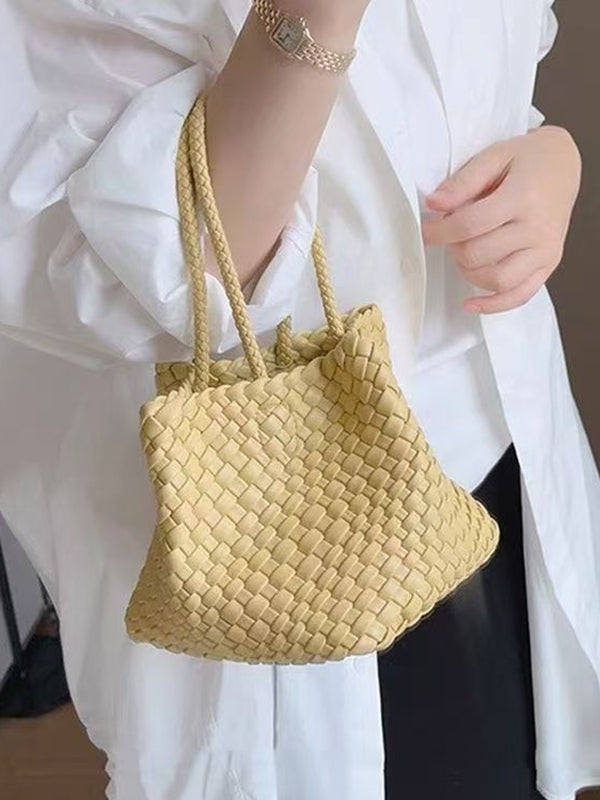 Sac à main tressé à empiècements, couleur unie