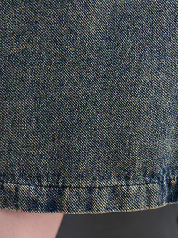 Artistique Rétro Denim Manches Longues Lâche Attaché à empiècements Trench Manteaux