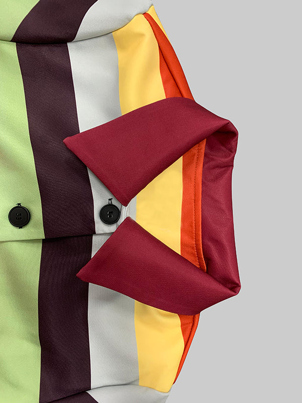 Veste multicolore rayée à manches évasées, à col revers