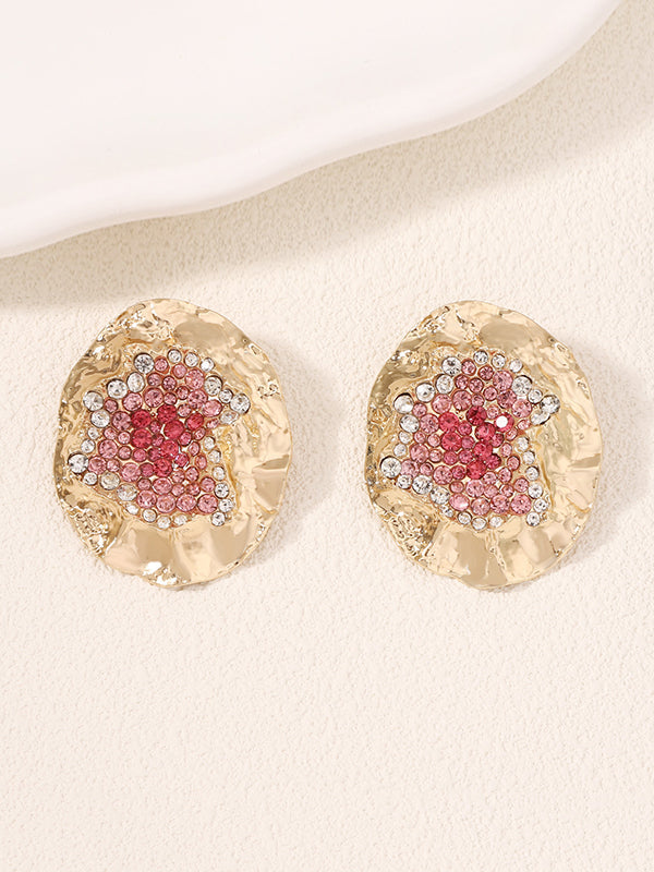 Boucles d'oreilles géométriques brillantes à coupe irrégulière, à strass