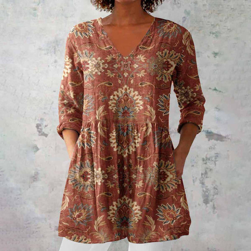 Bernadette | Blouse tunique à col en V pour femmes
