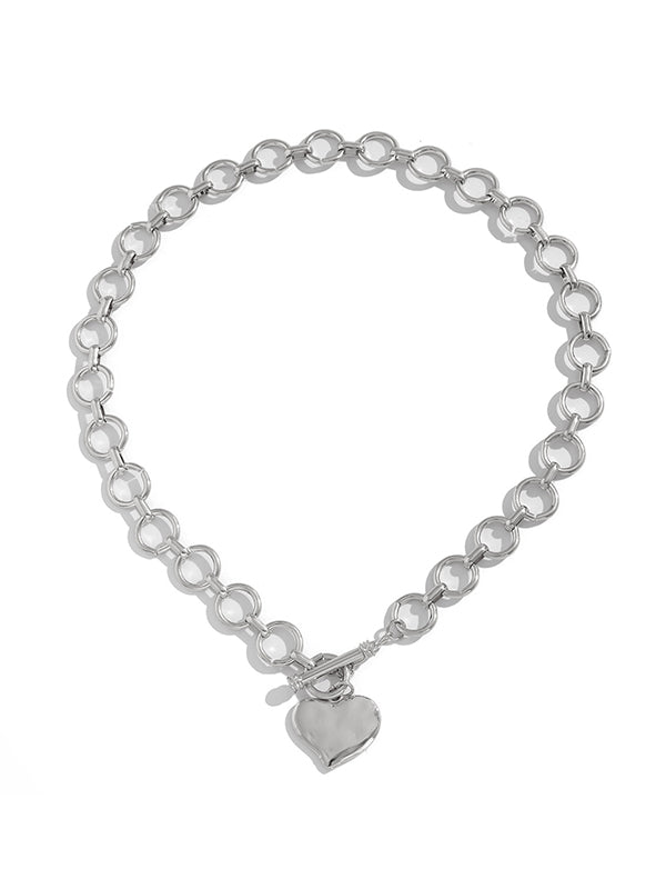 Collier géométrique normcore, à chaîne, en forme de cœur