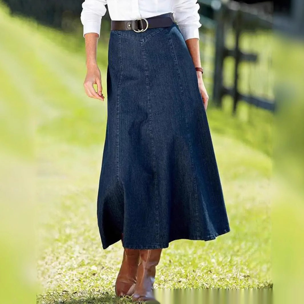 Monica - Jupe longue en denim au cut classique