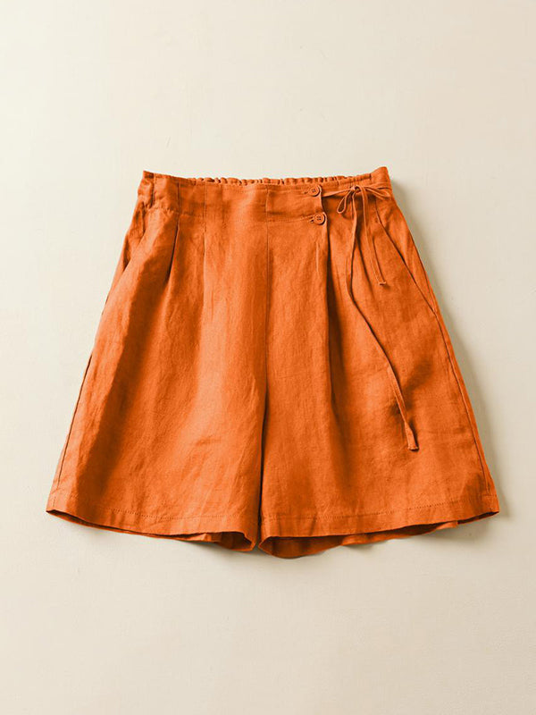 Short ample à taille élastique, couleur unie