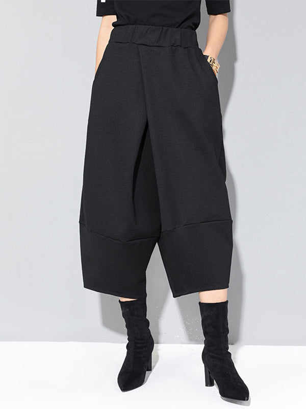 Bas de pantalon trois-quarts décontractés, jambes larges et amples, couleur unie