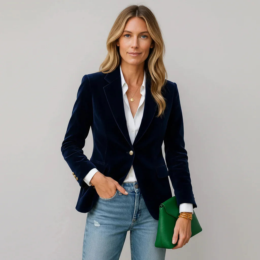 Bettina | Blazer en Velours Pour Femme Ajusté à Un Bouton – Blazer en Velours Élégant 2026