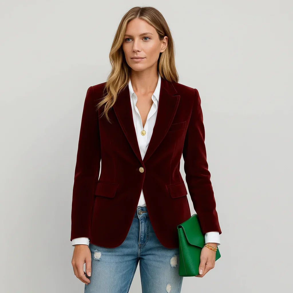 Bettina | Blazer en Velours Pour Femme Ajusté à Un Bouton – Blazer en Velours Élégant 2026