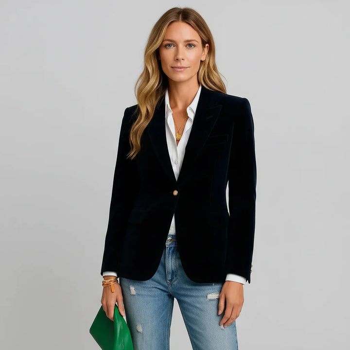 Bettina | Blazer en Velours Pour Femme Ajusté à Un Bouton – Blazer en Velours Élégant 2026