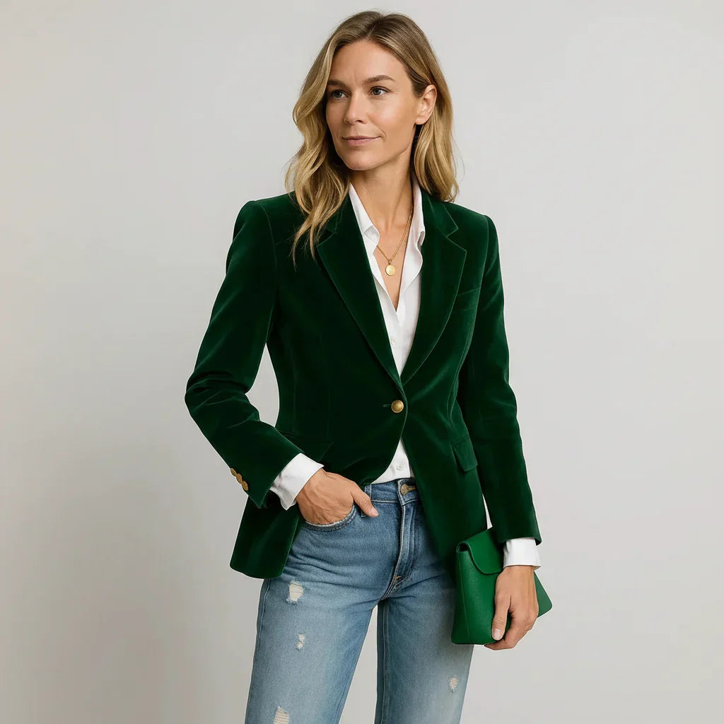 Bettina | Blazer en Velours Pour Femme Ajusté à Un Bouton – Blazer en Velours Élégant 2026