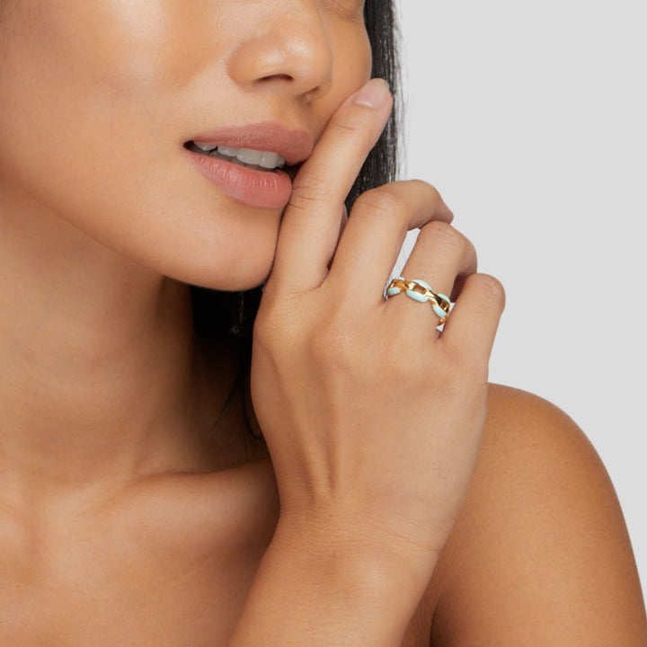 Bague Kettenring Bleue Reya