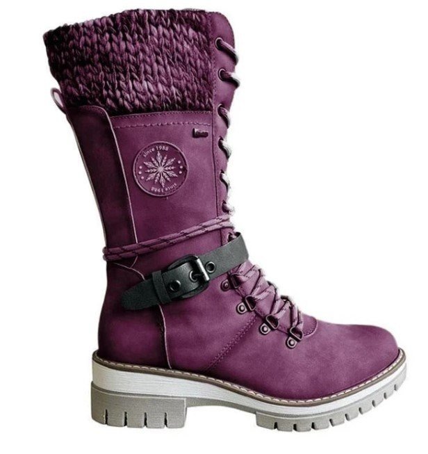 Bottes d'hiver pour femmes avec fermeture éclair latérale | Bord tricoté