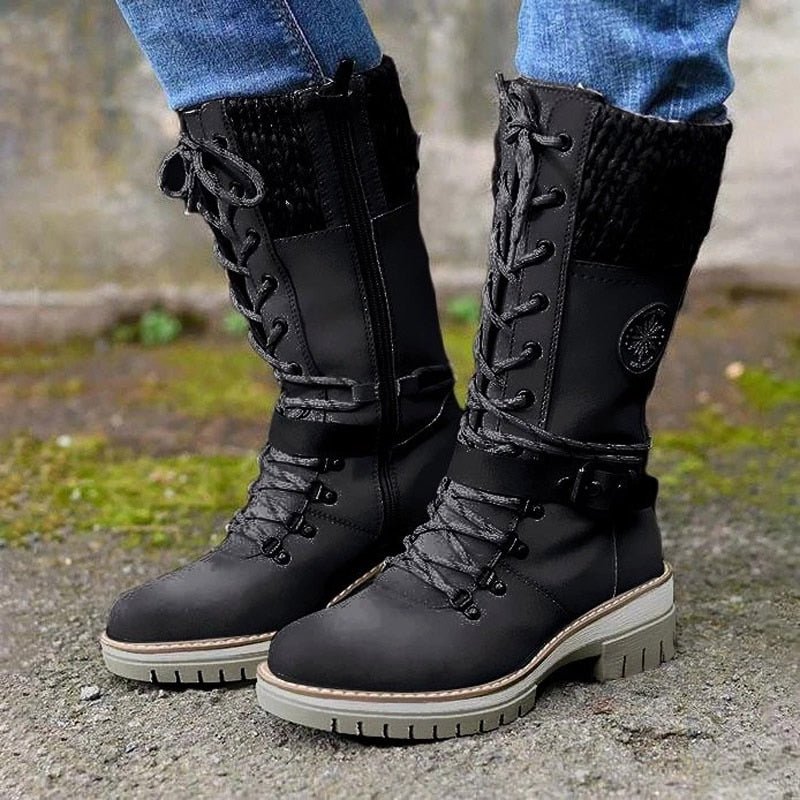 Bottes d'hiver pour femmes avec fermeture éclair latérale | Bord tricoté