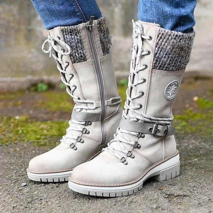 Bottes d'hiver pour femmes avec fermeture éclair latérale | Bord tricoté