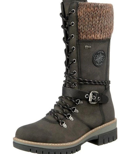 Bottes d'hiver pour femmes avec fermeture éclair latérale | Bord tricoté