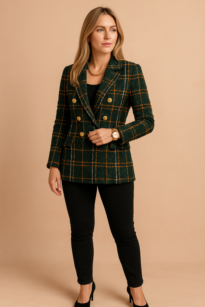 Brigitte | Blazer Ajusté à Carreaux pour Femmes