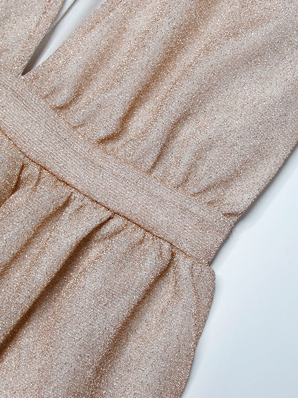 Brigitte | Robe maxi à manches longues et décolleté en V pour femmes