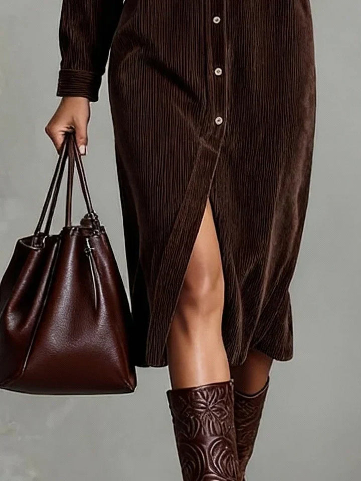 Samira | Robe Midi Casual à Boutons pour Femmes