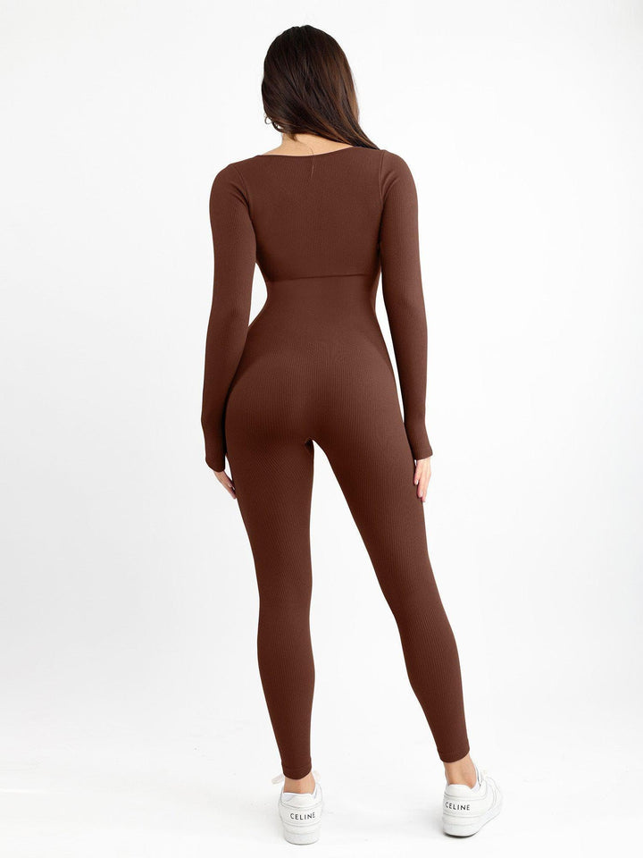 Combinaison longue sans couture avec décolleté carré