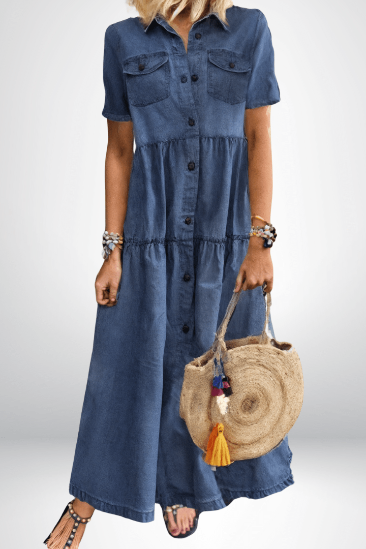 Brunhilde | Robe en Jean pour Femmes Maxi avec Boutonnage