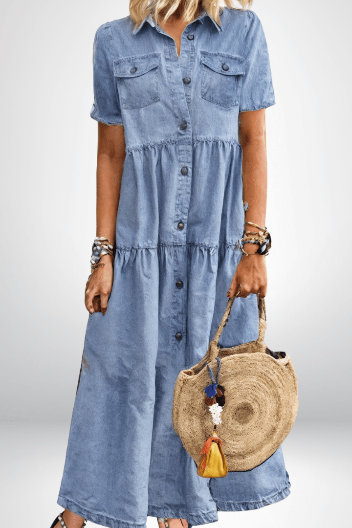 Brunhilde | Robe en Jean pour Femmes Maxi avec Boutonnage