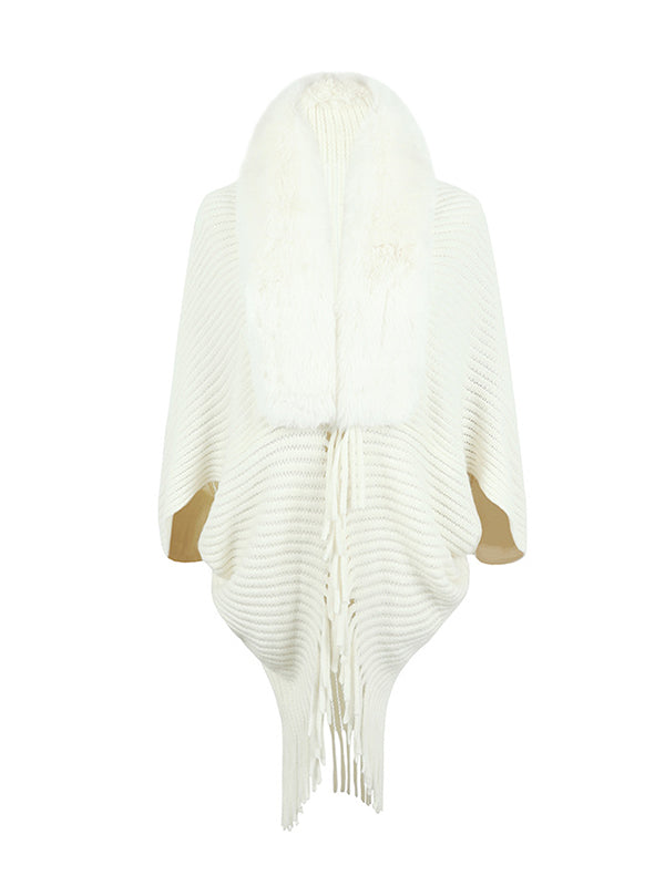 Cardigan ample à manches chauve-souris, couleur unie, manteaux à franges