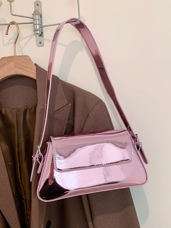 Sac à main géométrique à fermeture éclair, couleur unie