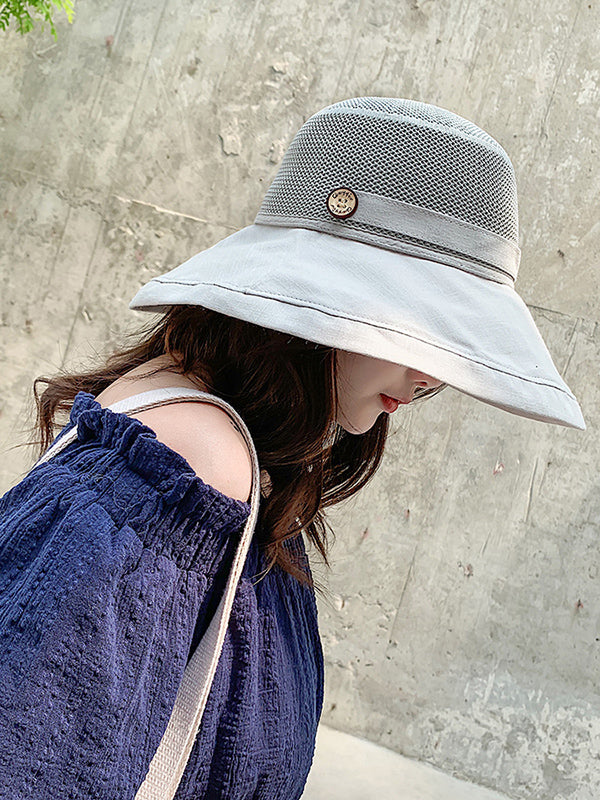 Chapeau de soleil ajouré imprimé à lacets, à empiècements