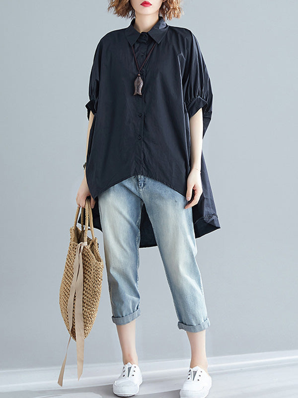 Chemise irrégulière à manches chauve-souris, surdimensionnée, haute et basse