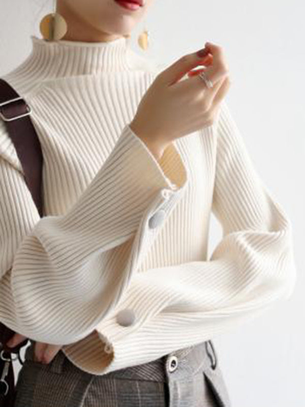Pull simple ample à col haut, couleur unie