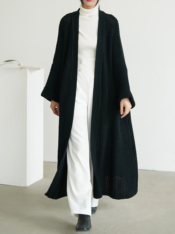 Cardigan en tricot à fil épais, ample, surdimensionné, couleur unie, urbain, manteaux