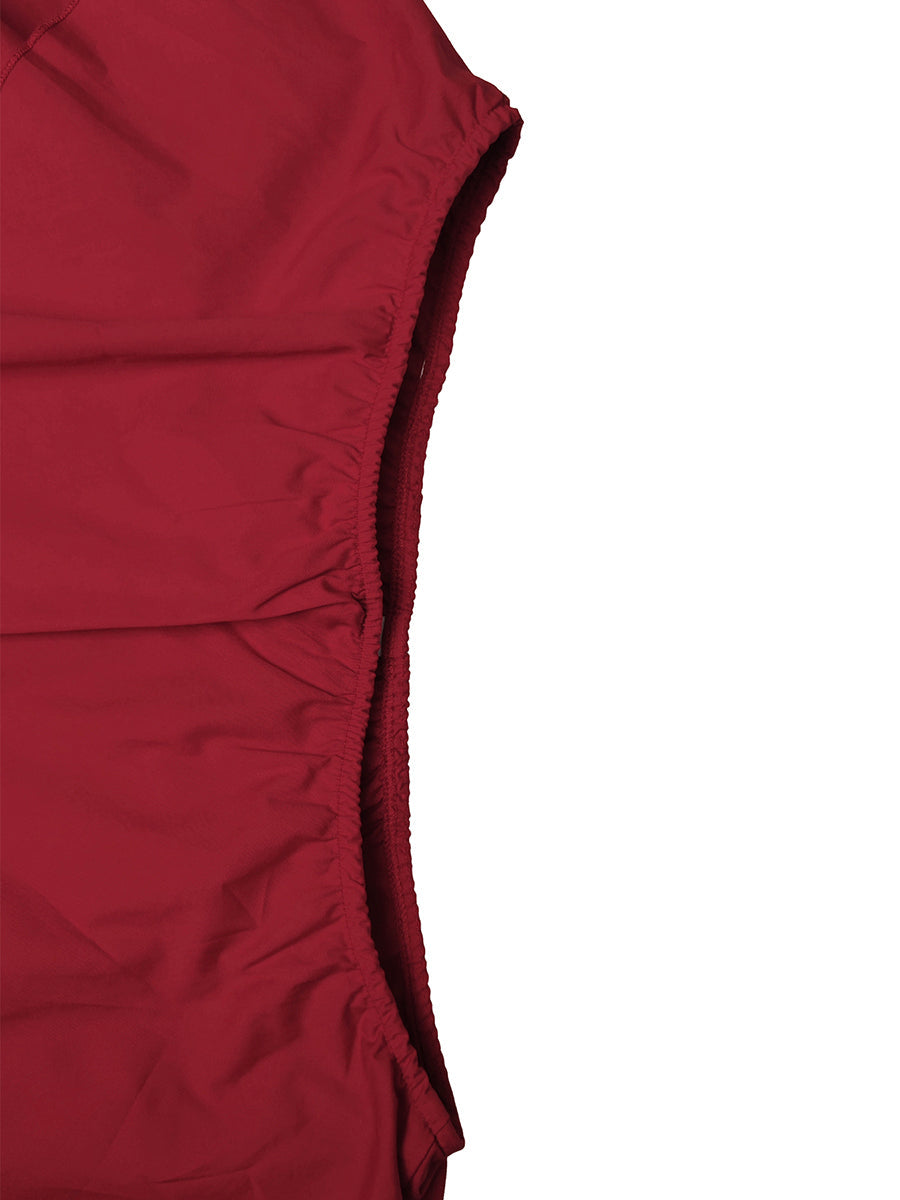 Débardeur ample superposé volanté coupe trapèze, à taille élastique, bustier, couleur unie