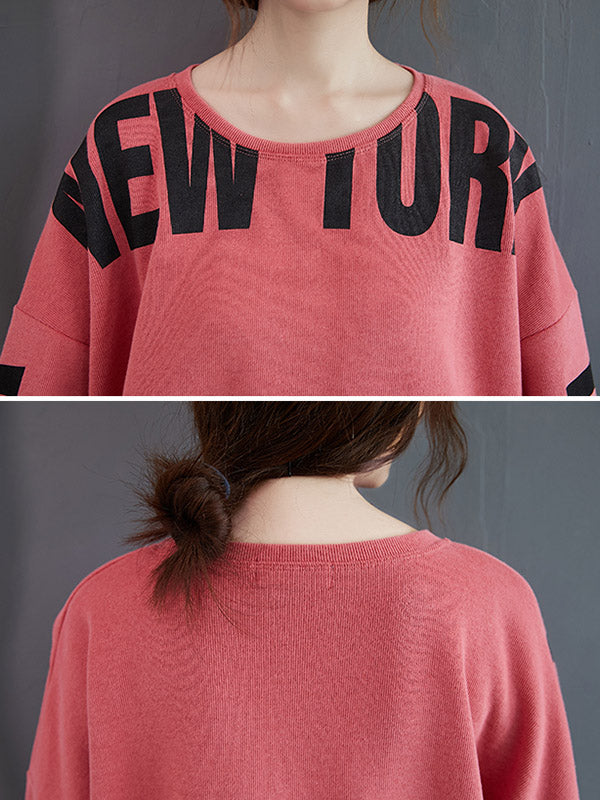 Sweat-shirt élégant à col rond et lettres imprimées