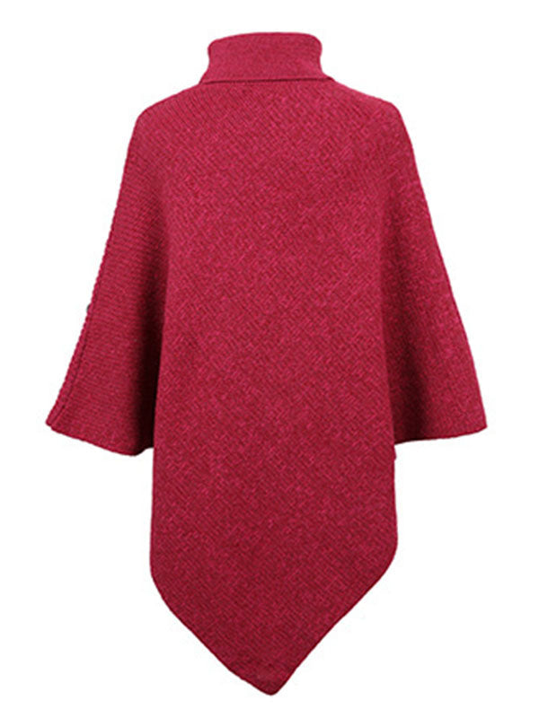 Cape pull décontractée à col haut, 7 couleurs