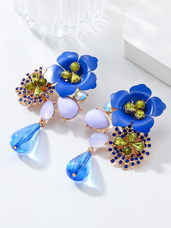 Boucles d'oreilles pendantes en forme de fleur