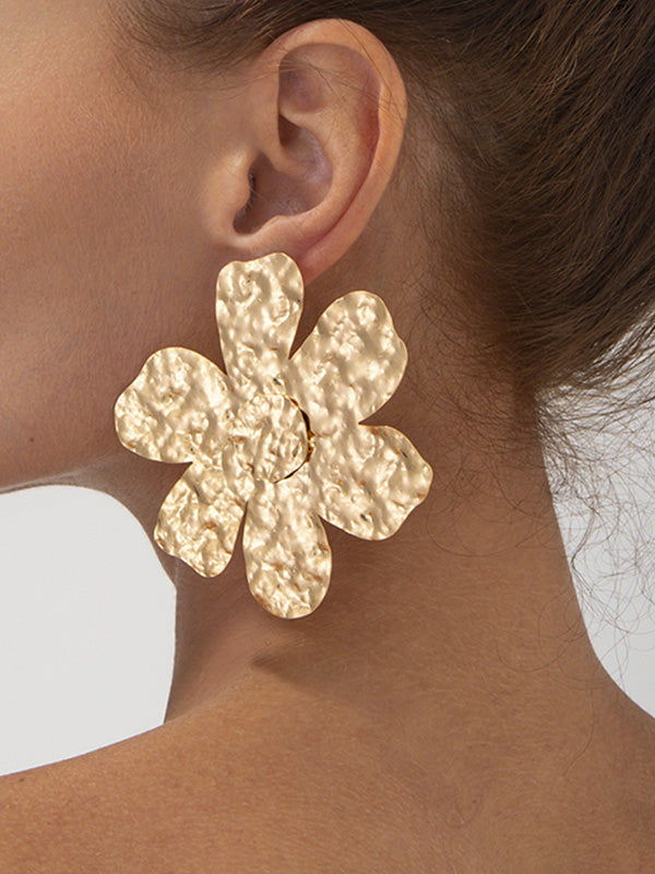 Boucles d'oreilles à coupe irrégulière, en forme de fleur