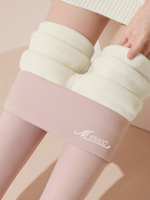 Legging décontracté à imprimé lettres, couleur unie
