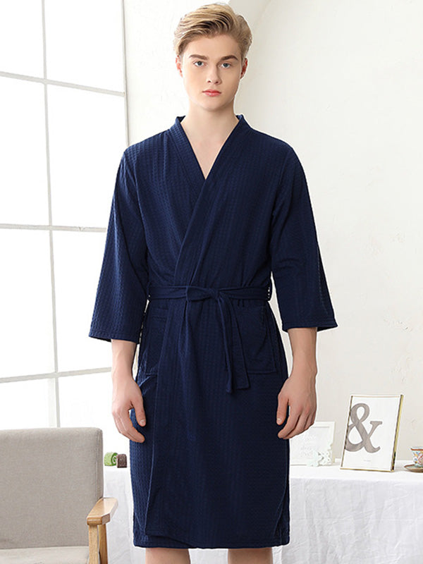 Robe de pyjama fine à bandage solide et confortable