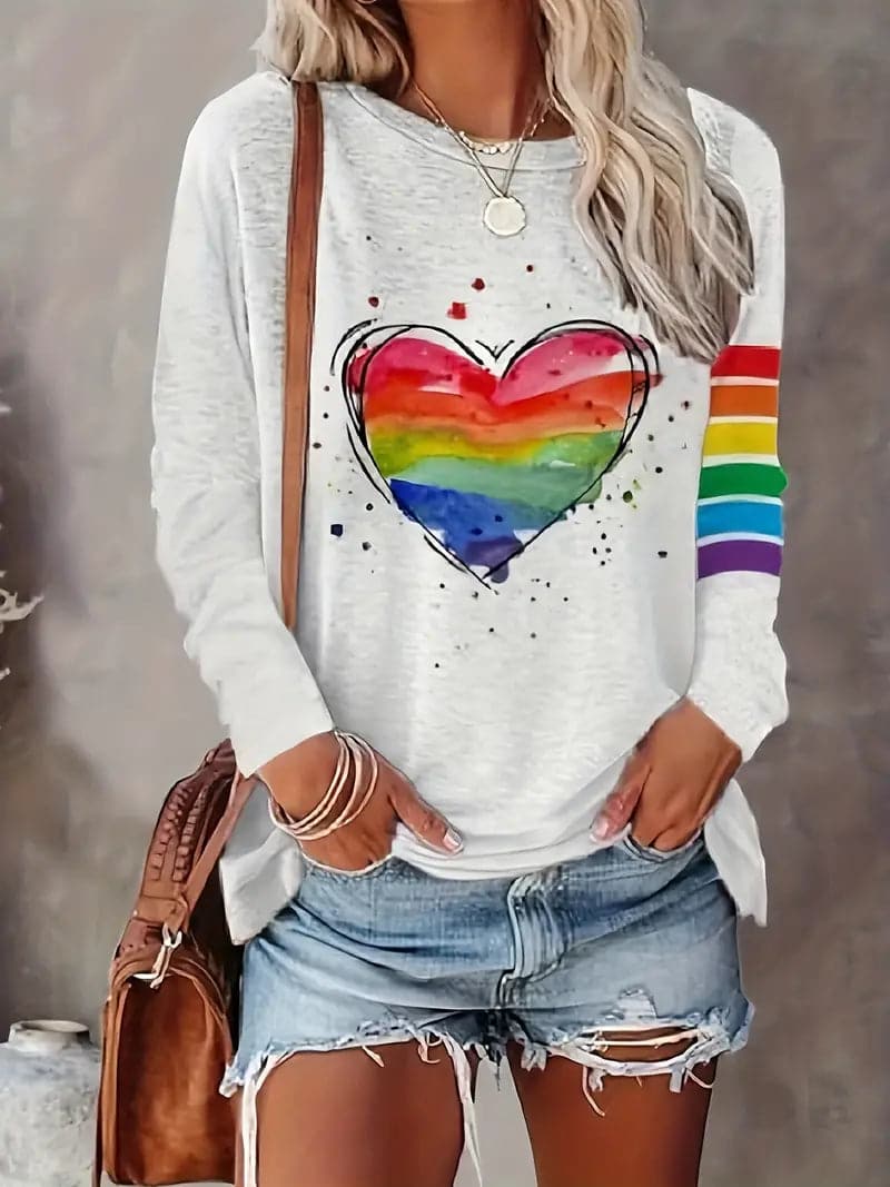 T-shirt arc-en-ciel pour femmes