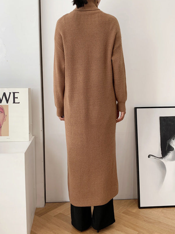 Robe ample fendue devant couleur unie