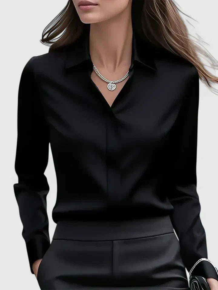 Anja | Blouse à Boutons Satinée pour Femmes